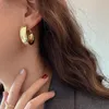 Boucles d'oreilles créoles couleur argent simples à la mode pour femmes fille cercle rond minimaliste boucles d'oreilles fête nouveau bijoux en forme de C cadeaux en gros YME068