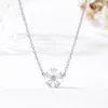 Pendant Necklaces Flower Cubic Zirconia Necklace With On Neck For Women Simplicity Round Cut Zircon Jewels In Brass Chain Collar