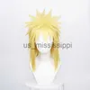 Cosplay peruker ccutoo syntetiska gyllene peruker namikaze minato korta fluffiga skiktade cosplay peruker anime halloween spela roll hår peruk cap x0901