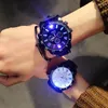 Relógios de pulso mulheres relógios moda casal relógio led brilho homens esportes luminoso grande dial silicone banda