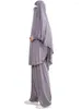 Vêtements ethniques Stretchy Jilbab 2 pièces Ensemble Islam Vêtements de prière Khimar Hijab Écharpe Sarouel Femme musulmane Tenues sportives Dubaï Ramadan