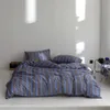 Bedding sets Nordic Grey Blue Stripes Duvet Cover Set Cotton Size Bedding Set Bedlinens Sheet Cases R230901