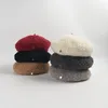 Berets Outono Inverno Misto Lã Loop Cabelo Boina Feminino Versão Coreana Quente Moda Versátil Pintor Chapéu Casual Abóbora