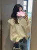 Women's Sweaters Hsa Spring Ruffles Sweater 2023 Fashion Flare Long Sleeve Knitted Pullovers Woman Solid Round Neck Jumper Femme