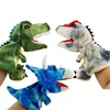 Venda quente crianças dos desenhos animados dinossauro mão fantoche de pelúcia animal educacional fábrica personalizado alta qualidade crianças brinquedo macio