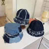 Basker retro designhatt för män burr lapptäcke denim hink hattar personlighet utomhus solskade vanligt ansikte tunna bassäng kepsar kvinnor tidvatten