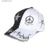 Boll Caps New Black and White Graffiti Baseball Cap Color-Blocking Personality Men and Women Iron Ring Tide Hip-Hop Peaked Hat T230728