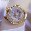 Outros relógios BS abelha irmã marca de luxo mulheres es cheio de diamante pulseira de ouro pulseira de cerâmica feminina à prova d'água quartzo es dourado t230905