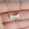 Pendant Necklaces Funny Bone Shape White Blue Fire Opal For Women Fashion Silver Color Chain Statement Necklace Birthday Present