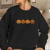 Kvinnors hoodies Front Zip Athletic Jacket Halloween Evil Pumpkin Head Print Pullover Sweatshirt Långärmad tonåring Söta hoodie kvinnor