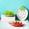 Ensembles de vaisselle Double couche Plateau de vidange Dessin animé Mignon Ménage Fruits Lavage Plaque Salon Table Creative Snack Fraise Bonbons