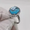 Cluster Rings Crystal Clear Cabochon Topaz Ring 18K Gold Plating925 Silver 10mm 12mm VVS Grade Natural For Party