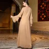 Ropa étnica Gasa de mujer Oro Multicapa Manga de volante Posicionamiento Lentejuela Vestido bordado Turco Abaya Fiesta árabe