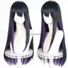 Cosplay perukları anogol sentetik miko yotsuya cosplay peruk anime mierukochochan mavi karışım 80cm uzunluğunda düz saç makinesi cadılar bayramı için yapılmış x0901