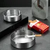 Round Stainless Steel Cigarette Ashtray Portable Tabletop Silver Metal Ash Tray for Smoker 230901