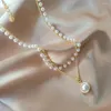 Pendentif Colliers SHUANGR Haute Qualité Kpop Mode Perle Perle Collier Collier Mignon Couche Chaîne Coréenne Pour Femmes Bijoux Accessoires