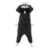 Hemkläder halloween onesie stripe skelett kigurumi pyjamas vuxna onepiece pijama tecknad jumpsuit sömnkläder anime cosplay costume xxl x0902