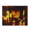 LED-beleuchtete Halloween-Hexen-Jack-O-Laterne bei Kerzenlicht, Leinwand-Wandkunst, 15 75 x 19 5