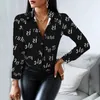 Blusas femininas elegante moda blusa 2023 primavera verão commuter impressão digital magro manga longa camisa escritório feminino topos S-XXL