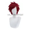 Cosplay perucas homens curto escuro vermelho peruca anime gaara cosplay peruca resistente ao calor perucas sintéticas peruca livre boné x0901