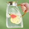 Höftkolvar 1500 ml kallt glas vatten kanna transparent värmebeständig kruka med handtag stora kapacitetskylskåp
