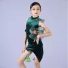 Stage Wear Sleeveless Green Velvet Latin Dancing Dress Girls Irregular Dance Child Ballroom Competition Dresses XS5877