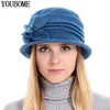 Wide Brim Hats Bucket YOUBOME Women Fedoras 100 Wool Dome Autumn Winter For Floral Casual Warm Lady Floppy Solid Soft Girl Female 230831