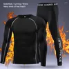 Conjuntos para correr Ropa deportiva Medias de lana de invierno Chándal para hombres Entrenamiento Estiramiento Deportes Ropa interior térmica Traje de fondo de secado rápido