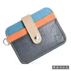 Korthållare Cowhide Leather Holder Women Men Mini Slim Plånböcker Small Coin Purse Bank ID Case Package Pouch