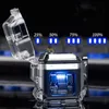 New Transparent Shell Waterproof Electronic Lighter Outdoor Windproof Double Arc USB Charging Gadgets AGIH