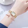 Wristwatches Luxury Women's Watch 2023 Simple Square Full Diamond Digital Quartz Watche Gold Stainless Steel Bracelet Dress Clock