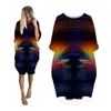 Casual Jurken Plus Size Midi Voor Vrouwen 2023 Kleding Lange Mouw Dameskleding Zomer Vrouwelijke Jurk Print Abstract Geometrisch BK