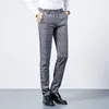 Ternos masculinos de negócios calças xadrez formal terno de escritório calças masculinas em linha reta magro ajuste vestido roupas primavera 2024
