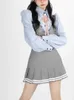 الصيف الوردي الحلو Kawaii Dres Long Sleeve الكوري الأنيق الفستان المصغرة الأنثى على غرار كلية الكلية مزيفة من قطعتين جديدان 230808