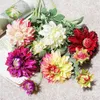 Decorative Flowers & Wreaths 2 Heads Dahlias Artificial Silk Fall Vivid Real Touch Daisy Fake For Wedding Party DIY Home Decoratio214M