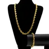 Mens Hip Hop Gold Twist Chain Necklace Fashion Silver Chains Bracelet Necklaces Jewelry Set