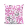 Oreiller marguerite fleur rose gris, taie d'oreiller, Textile de maison, couverture de fleurs éparpillées, décoration de canapé de salon 45 45cm