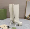 Dernières bottes longues pour femmes à talons hauts, semelles épaisses, bout rond, fermeture éclair latérale, tige en cuir de vachette, doublure en peau de mouton, semelle en cuir véritable, hauteur du talon 11 cm, taille 35-42