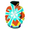 Hoodies masculinos outono 3d padrões geométricos impressão padrão irregular moda moletom hit bloco de cores moletom com capuz casual