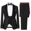 Men's Suits 2023 Suit 3 Piece Fashion Lapel Jacket Business Casual Groom Wedding Party Ball Dress (Blazer Vest Pants)