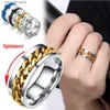 Bandringen Titanium Staal Draaibare Kettingringen voor Vrouwen Mannen Spinner Ring Multifunctionele Kettingring Mannen Flesopener Ring T230727