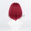 Cosplay peruks lemail peruk syntetiskt hår anime oshi no ko arima kana cosplay peruk 30 cm kort burgundy höjdpunkter rosrosa värmebeständig peruk x0901