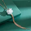 Pendentif Colliers Flocon de neige Fleur Long Collier Gland Pour Femmes 2023 Maxi Pendentifs Déclaration Joyeria Accessoires