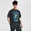 メンズTシャツメンストリートウェアTシャツヒップホップビンテージペインティンググラフィックプリント半袖Tシャツハラジュクレトロパンクゴシックコットンティー