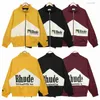 디자이너 재킷 Rhude Spring 가을 대형 윈드 러너 재킷 얇은 재킷 남자 스포츠 바람발기 폭발 의자 폭격기 미국 크기