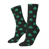 Skarpetki męskie Lucky Irish Black and Green Shamrock dla dorosłych unisex mężczyzn kobiety