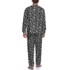 Vêtements de nuit pour hommes Paisley Print Pyjamas Hiver 2 pièces Noir et blanc Bel ensemble pour hommes à manches longues Casual Vêtements de nuit personnalisés