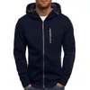 Erkek Hoodies Sweatshirts Fashion Casual Ceketler Trailsuit Solid Uzun Kollu Fermuar Kapşonlu Erkek Cepler Giysileri 230831