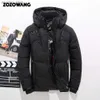 Men's Down Parkas ZOZOWANG Duck Down Jacket Men Thicken Hooded Long Sleeve Blue Down Zipper Pocket Coat Warm Feather Winter Men Down Jacket 5XL Q230831