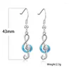 Boucles d'oreilles pendantes classique creux Note de musique mignon femme blanc bleu opale goutte Boho couleur argent mariage pour les femmes